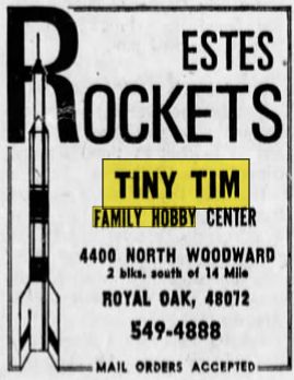 Tiny Tim Hobby Center - 1969 Ad 2 (newer photo)